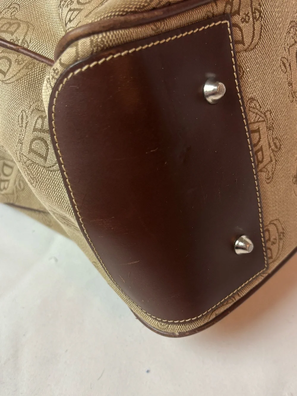 Dooney & Bourke Double Handle Signature Tan & Brown Tote Large Purse DL50C-W8